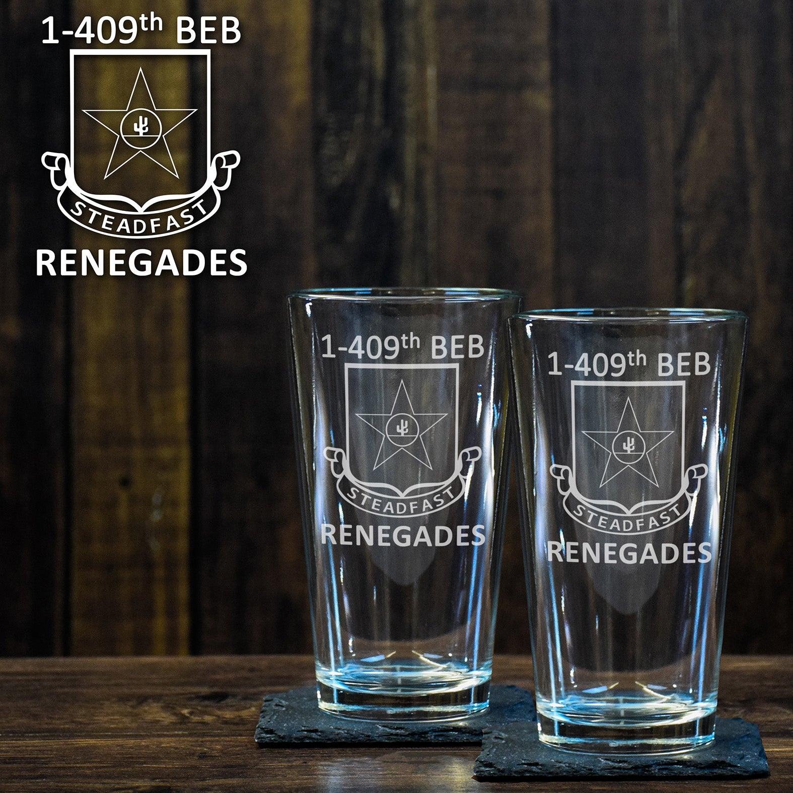 1 - 409th Renegades Pint Glass Set - Private Pint Glass