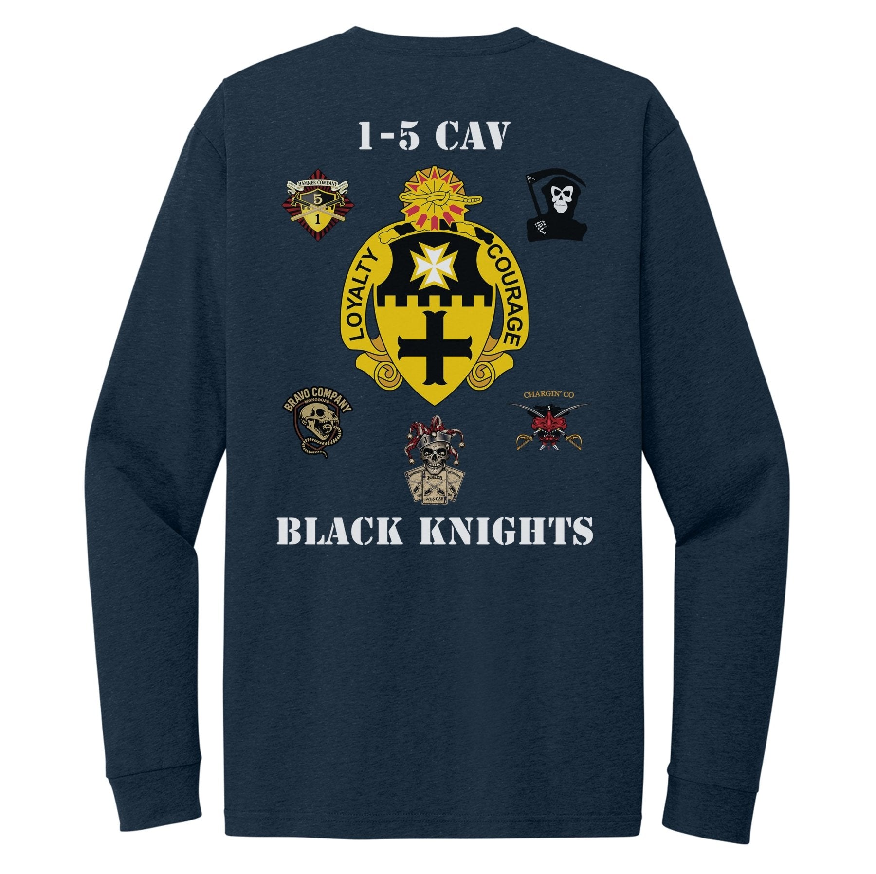 1-5 CAV Black Knights Long Sleeve - Small - Private Long Sleeve Shirt