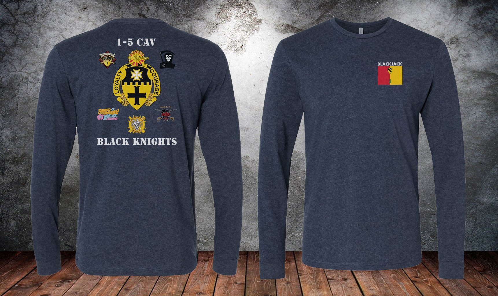 1 - 5 CAV Black Knights Long Sleeve - Small - Private Long Sleeve Shirt