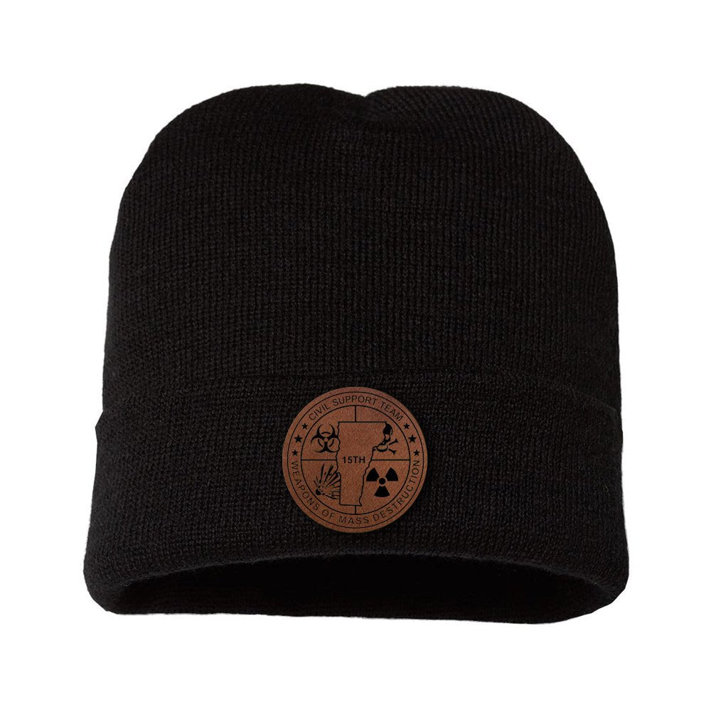 15th CST Leather Patch Beanie - OSFA - Private Headwear