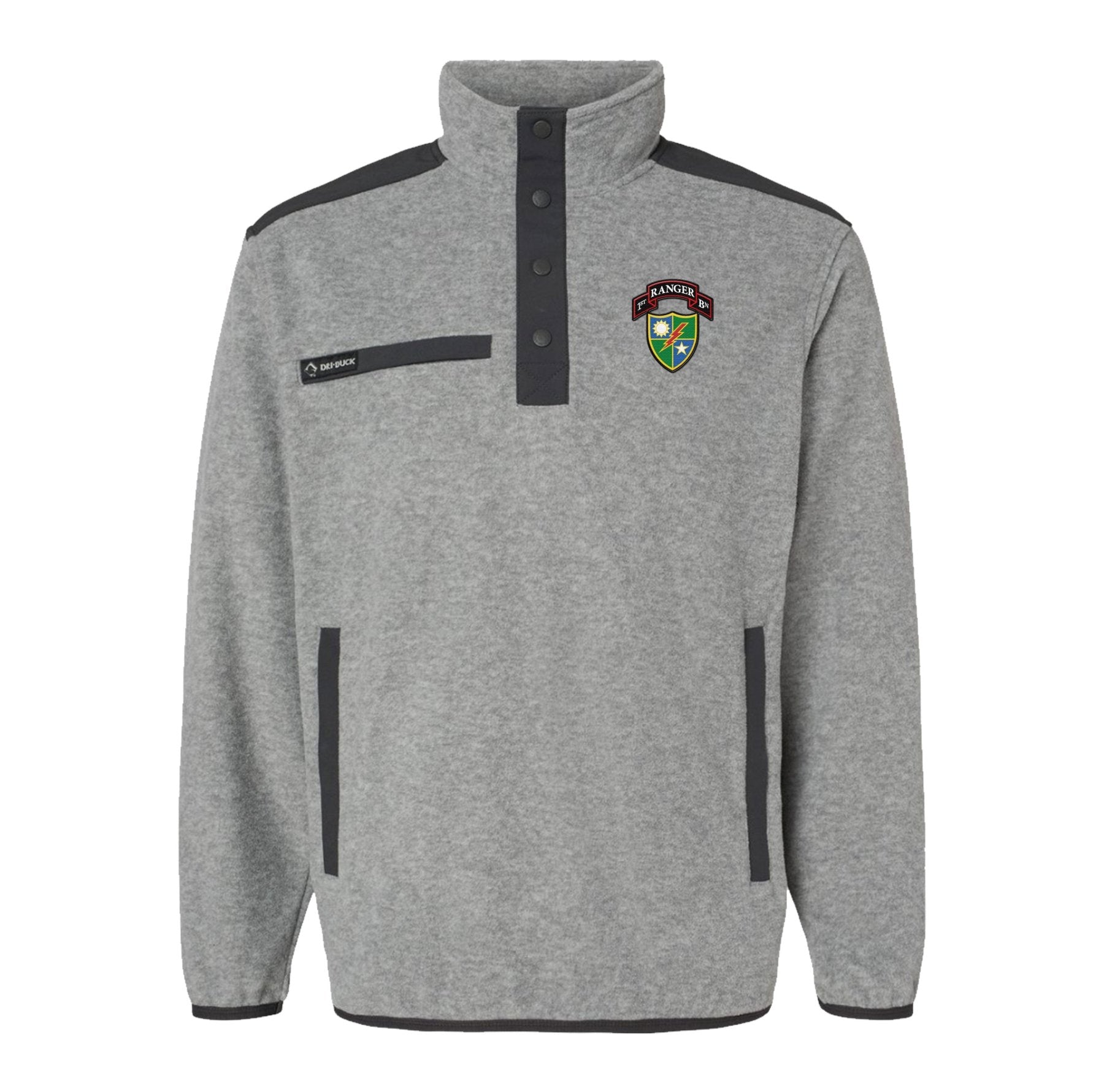 1st Batt Ranger Scroll DUI Embroidered Melange Fleece Pullover - Small - Fleece