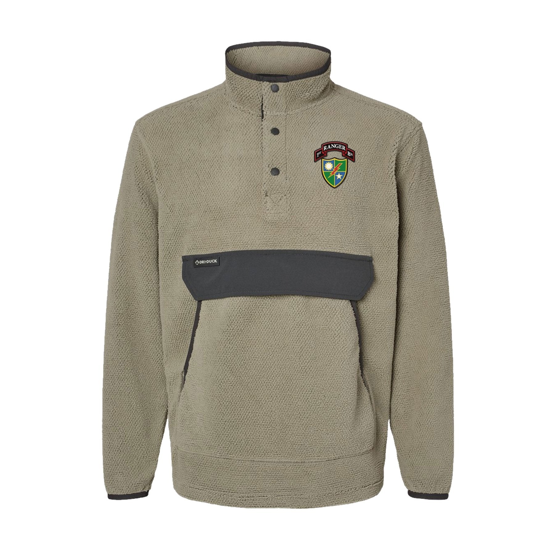 1st Batt Ranger Scroll DUI Embroidered Mountain Fleece Pullover - Small - Fleece
