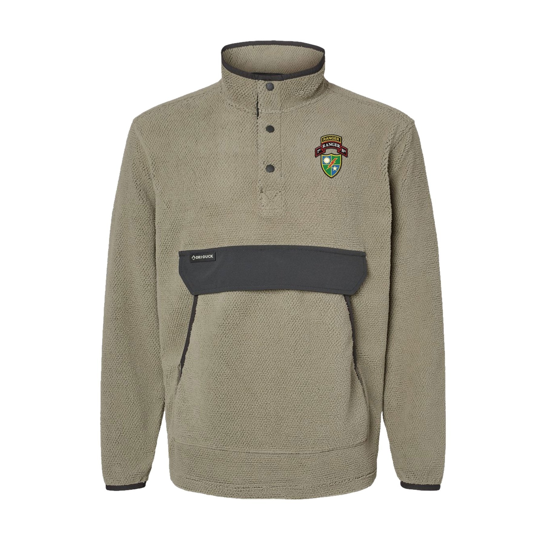 1st Batt Ranger Tab Scroll DUI Embroidered Mountain Fleece Pullover - Small - Fleece