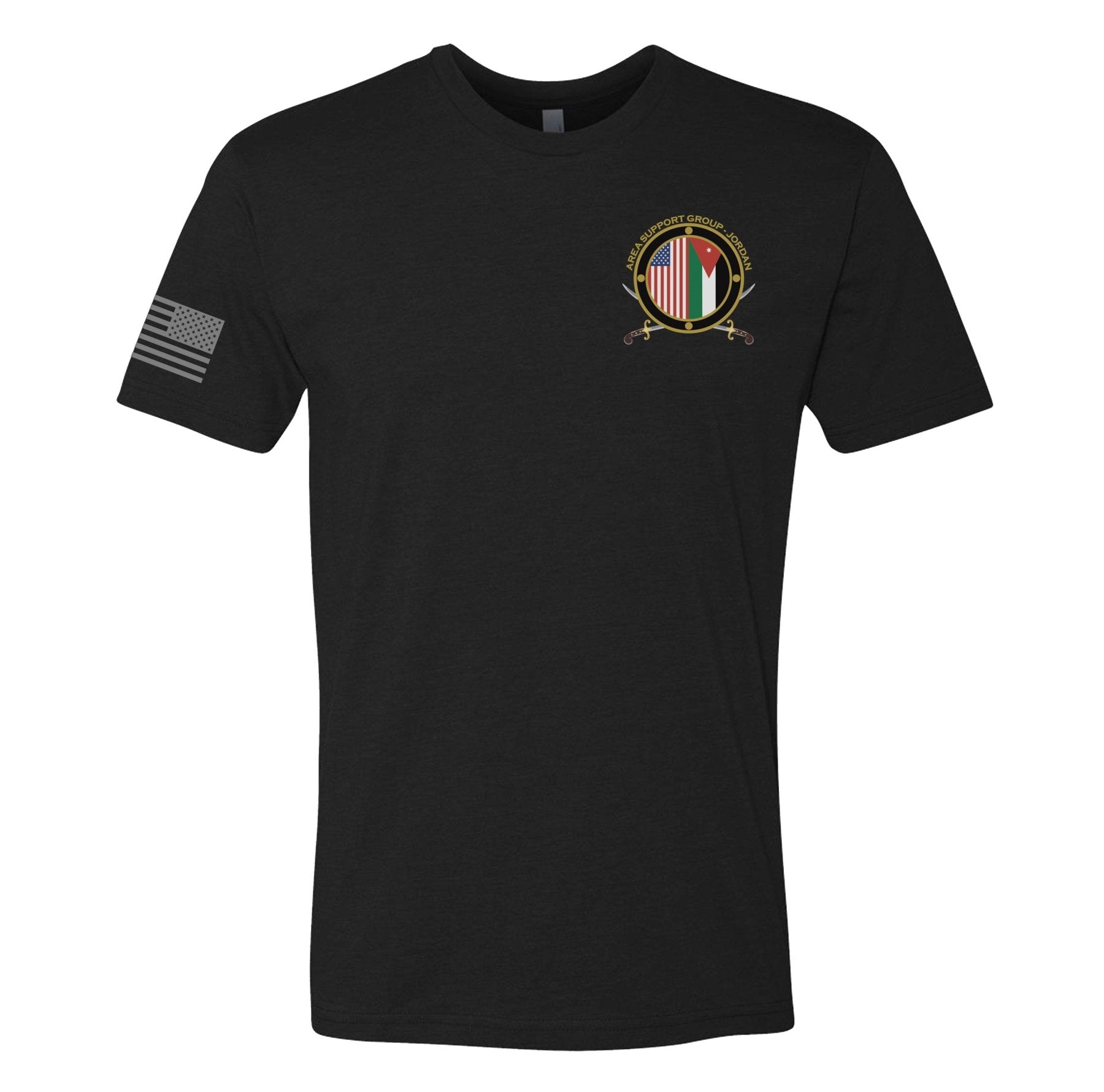 2 - 395th ASG Jordan Tees - OD Green Tee - Black Assaulting US Sleeve - Private Shirt