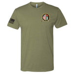 2 - 395th ASG Jordan Tees - OD Green Tee - Black Assaulting US Sleeve - Private Shirt