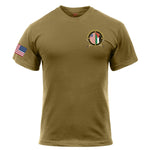 2 - 395th ASG Jordan Tees - Coyote Brown Tee - Color Assaulting US Sleeve - Private Shirt