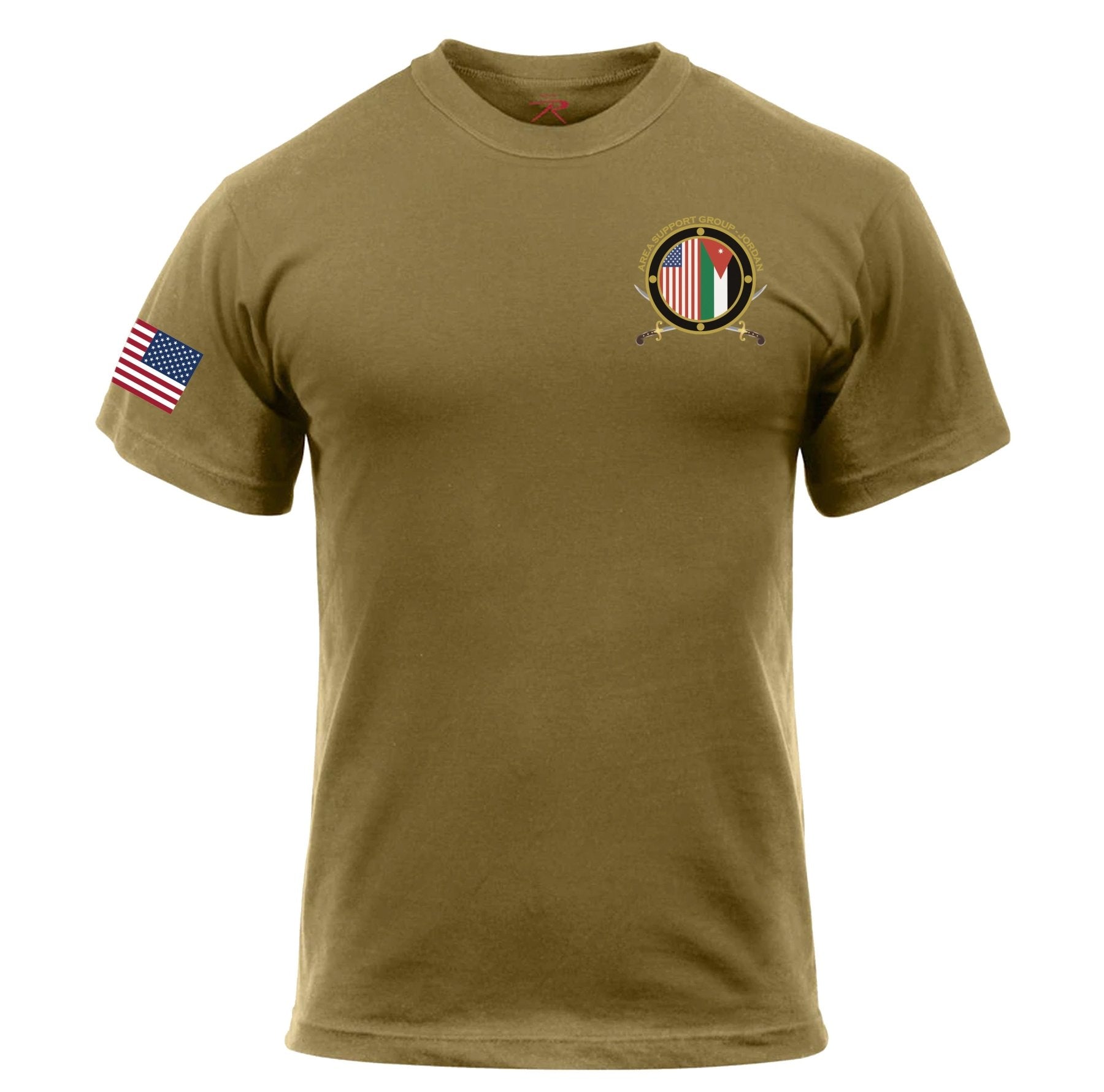 2 - 395th ASG Jordan Tees - Coyote Brown Tee - Color Assaulting US Sleeve - Private Shirt