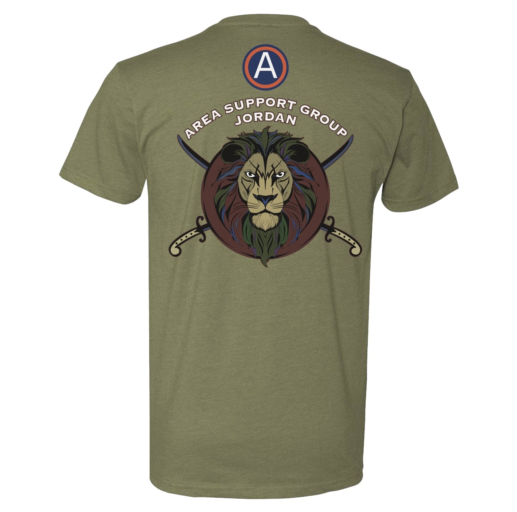 2 - 395th ASG Jordan Tees - OD Green Tee - Black Assaulting US Sleeve - Private Shirt