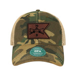 2-70 B Cav Tank Leather Patch Old Trucker Hat - OSFA - Private Private Headwear