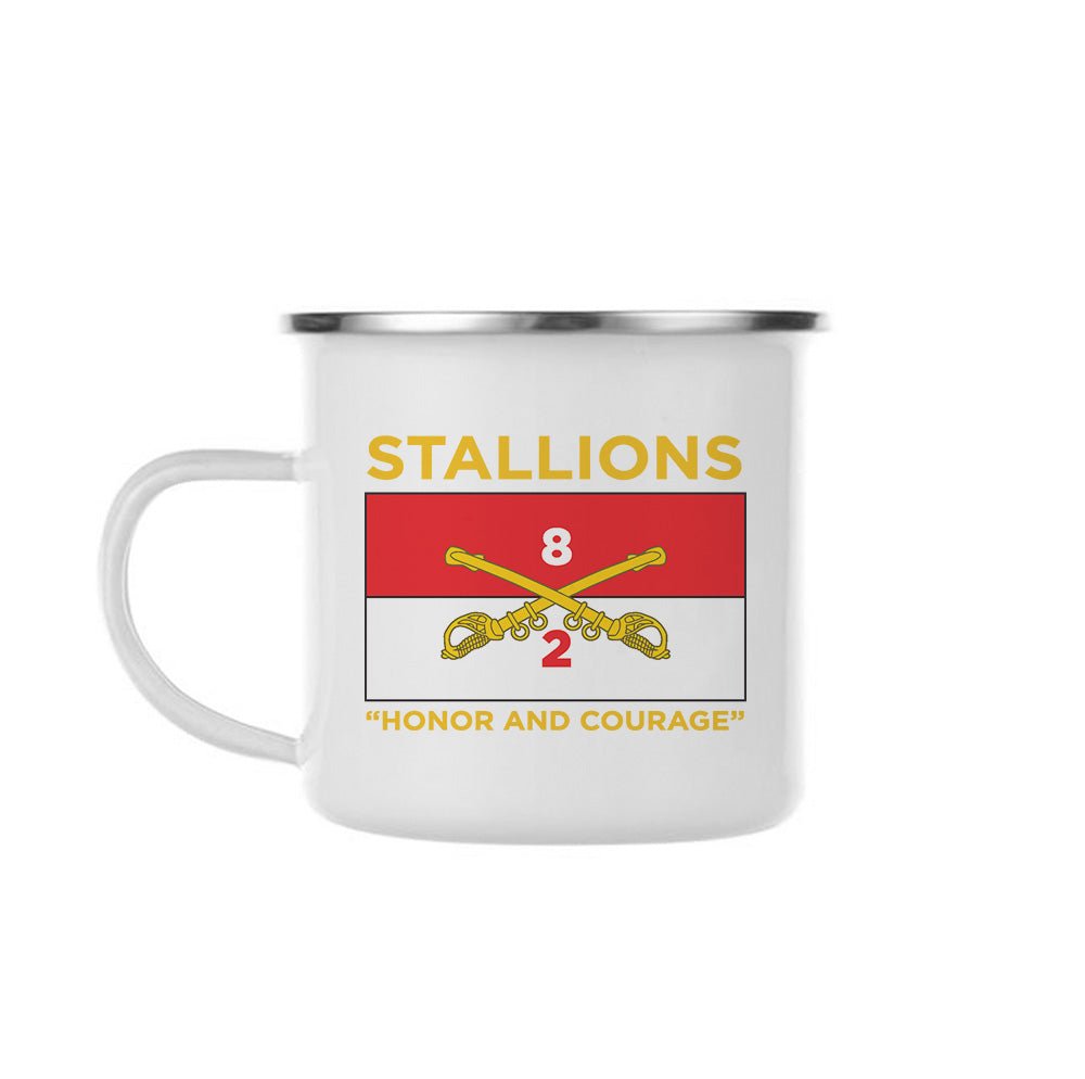 2 - 8 CAV Guidon Camp Enamel Mug - Private Mug