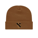 2 - 8 CAV Leather Patch Beanie w/ Cuff - OSFA - Private Headwear