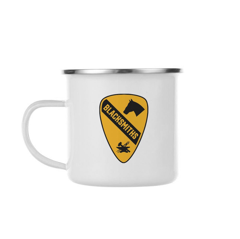 215th BSB Cav Insignia Camp Enamel Mugs - 11oz Camp Mug - Private Mug