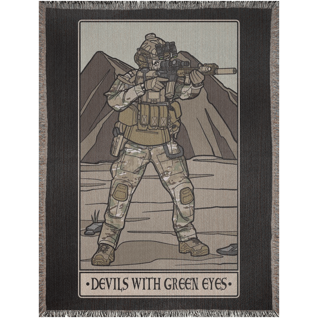 Devils with Green Eyes Woven Blanket