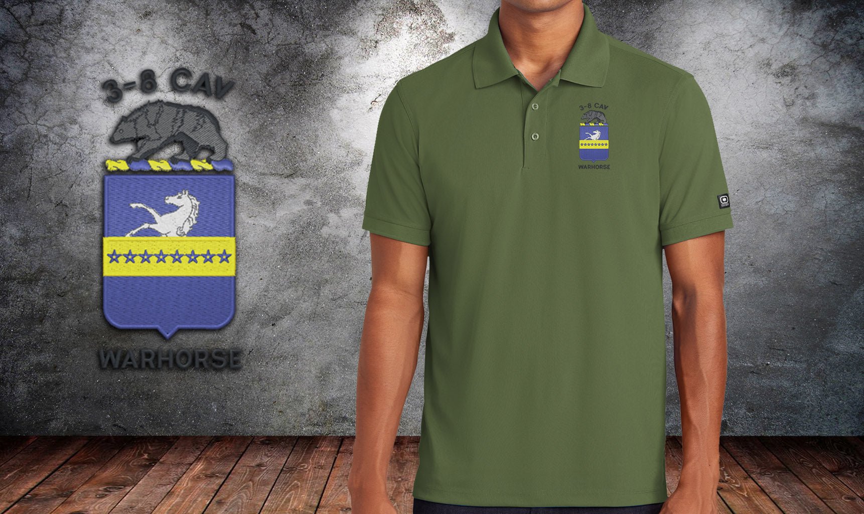 3 - 8 Cav Warhorse Embroidered Polo - Small - Private Polo