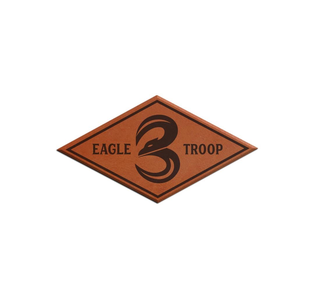 3CR Eagle Troop Diamond Leather Patch - 3" x 2" - Private Patch