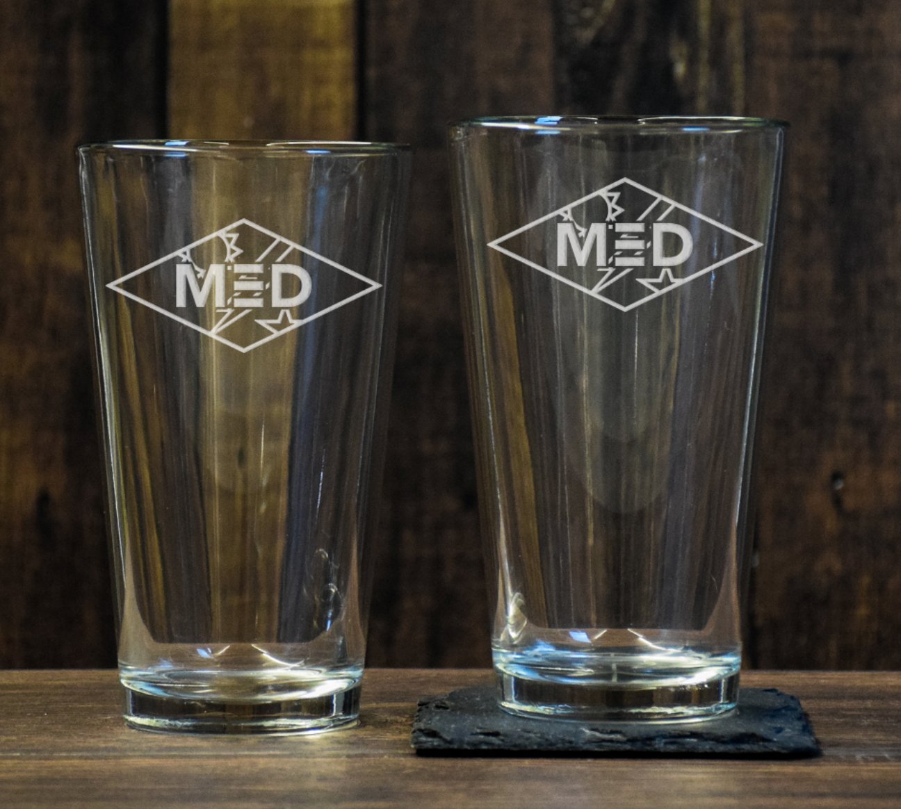 3D Batt MED Diamond Pint Glass Set - Set of 2 - Private Pint Glass