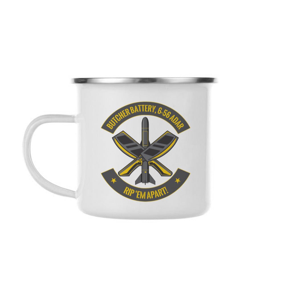 6 - 56 Butcher Battery Mugs - 11oz Metal - Private Mug