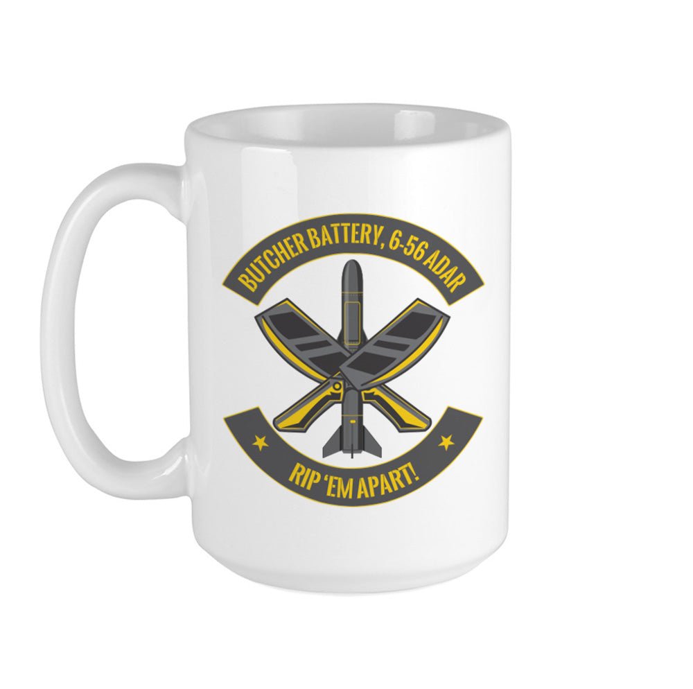 6 - 56 Butcher Battery Mugs - 15oz Ceramic - Private Mug