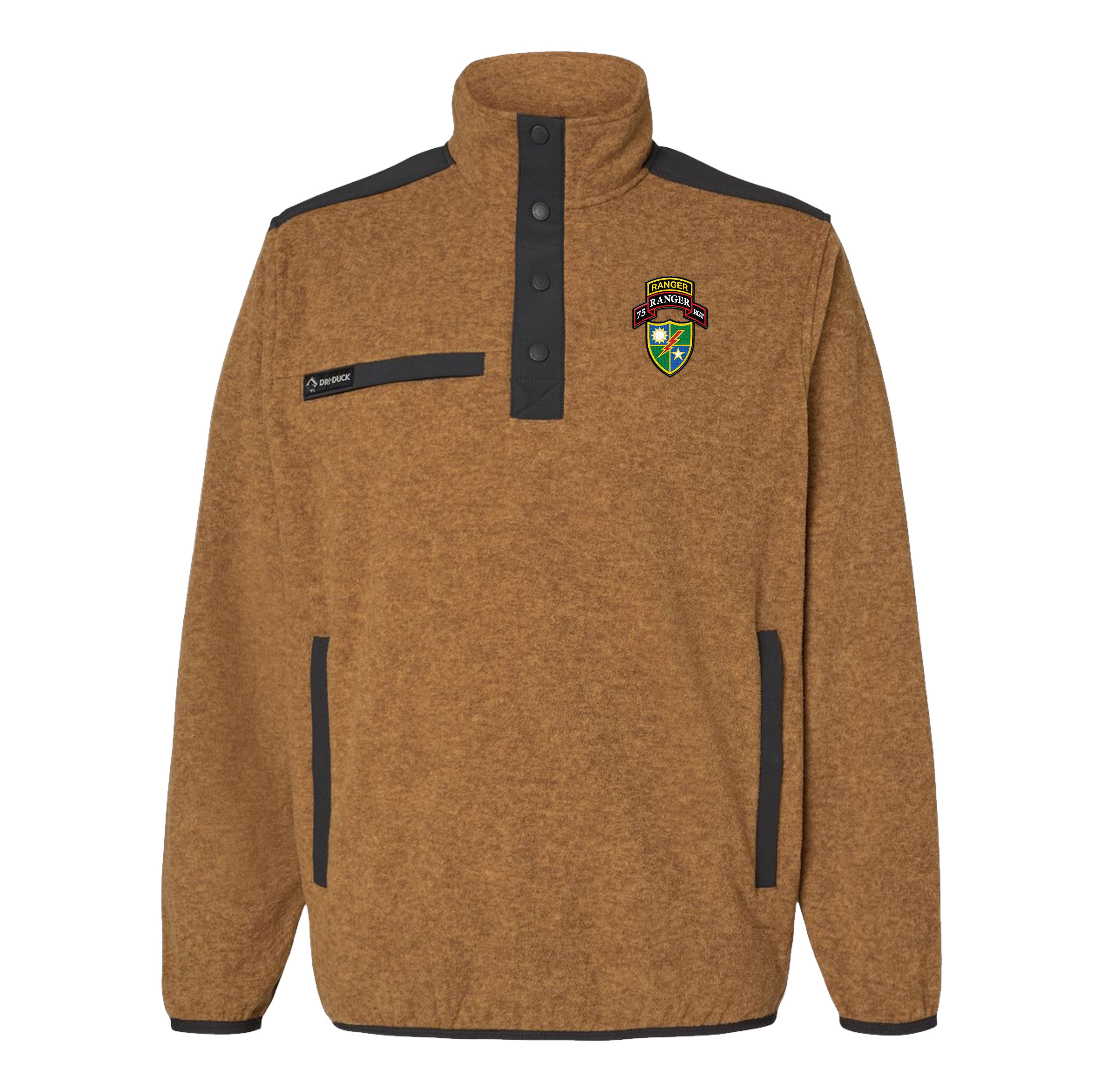 75th Ranger Tab Scroll DUI Embroidered Melange Fleece Pullover