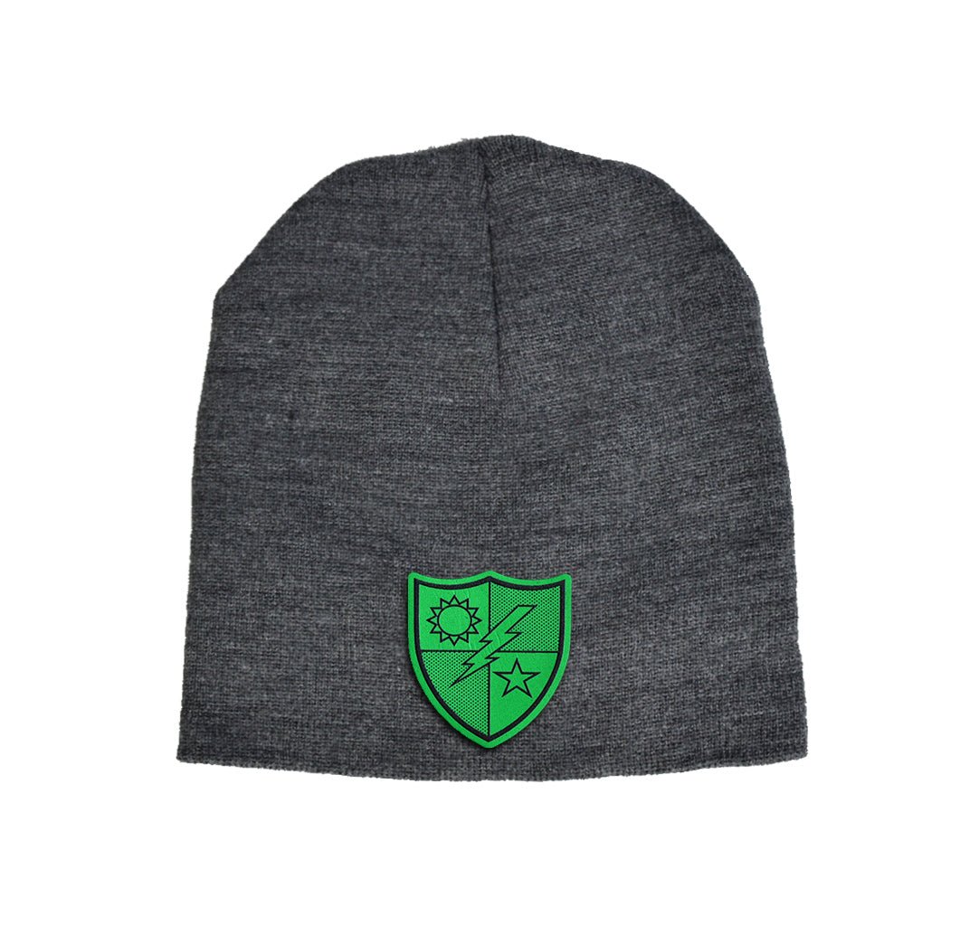 75th DUI Green Leather Beanie - Charcoal - Headwear