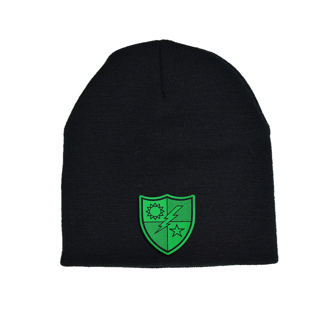 75th DUI Green Leather Beanie - Black - Headwear