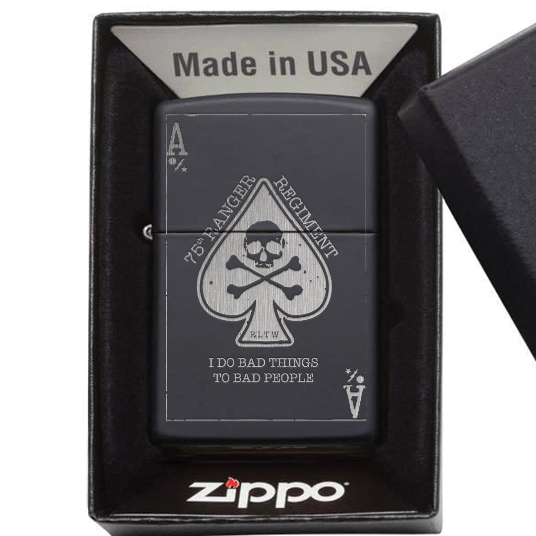 75th Ranger Death Card Lighter - Matte Black - Lighter