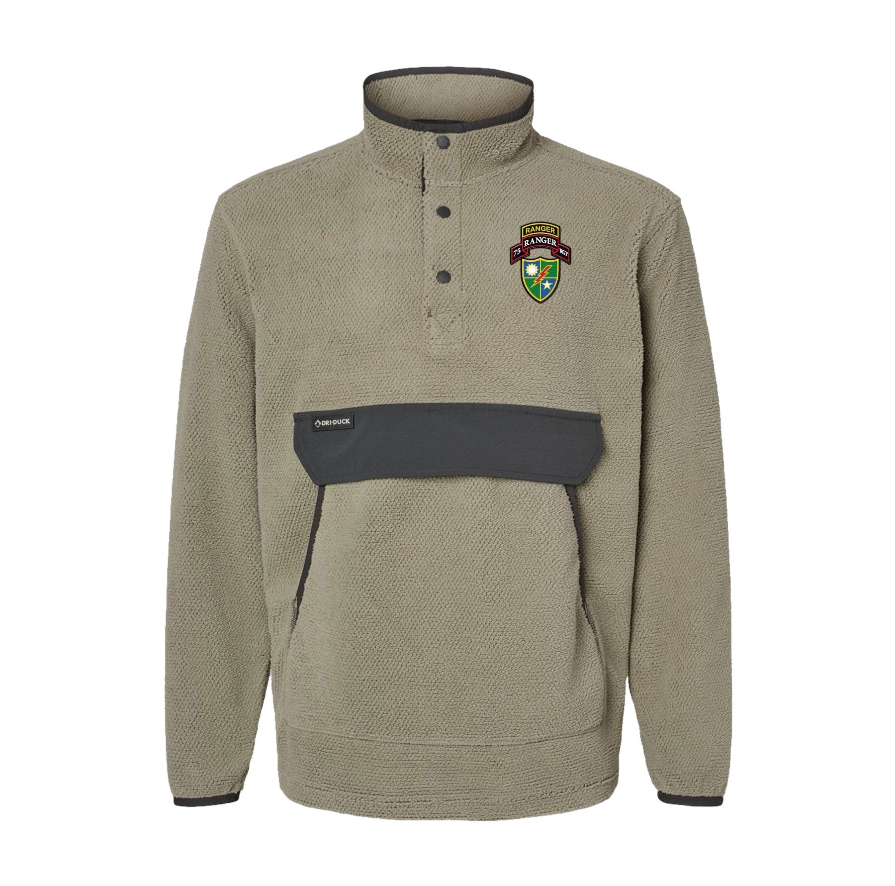 75th Ranger Tab Scroll DUI Embroidered Mountain Fleece Pullover - Small - Fleece