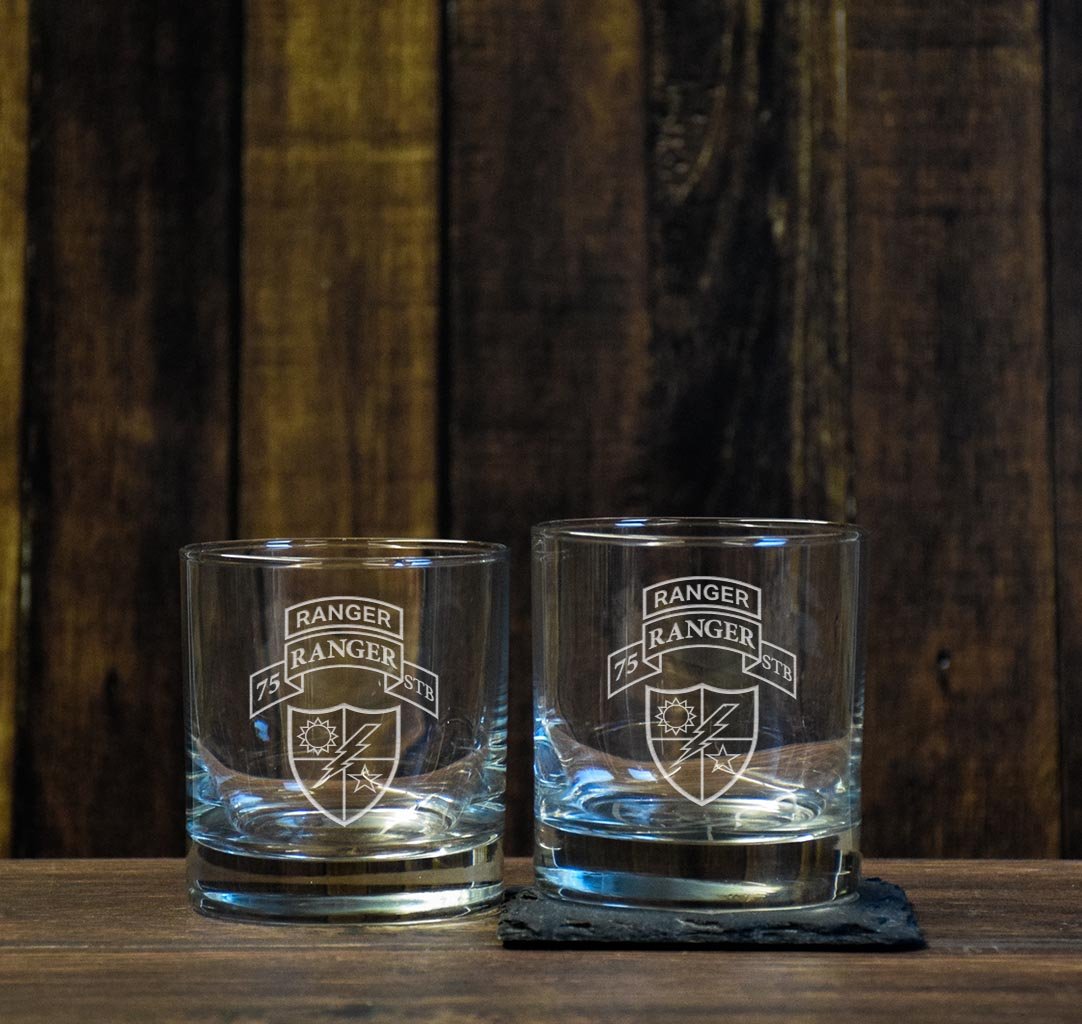 75th RSTB Scroll Low Ball Set - Ranger Tab - Glassware