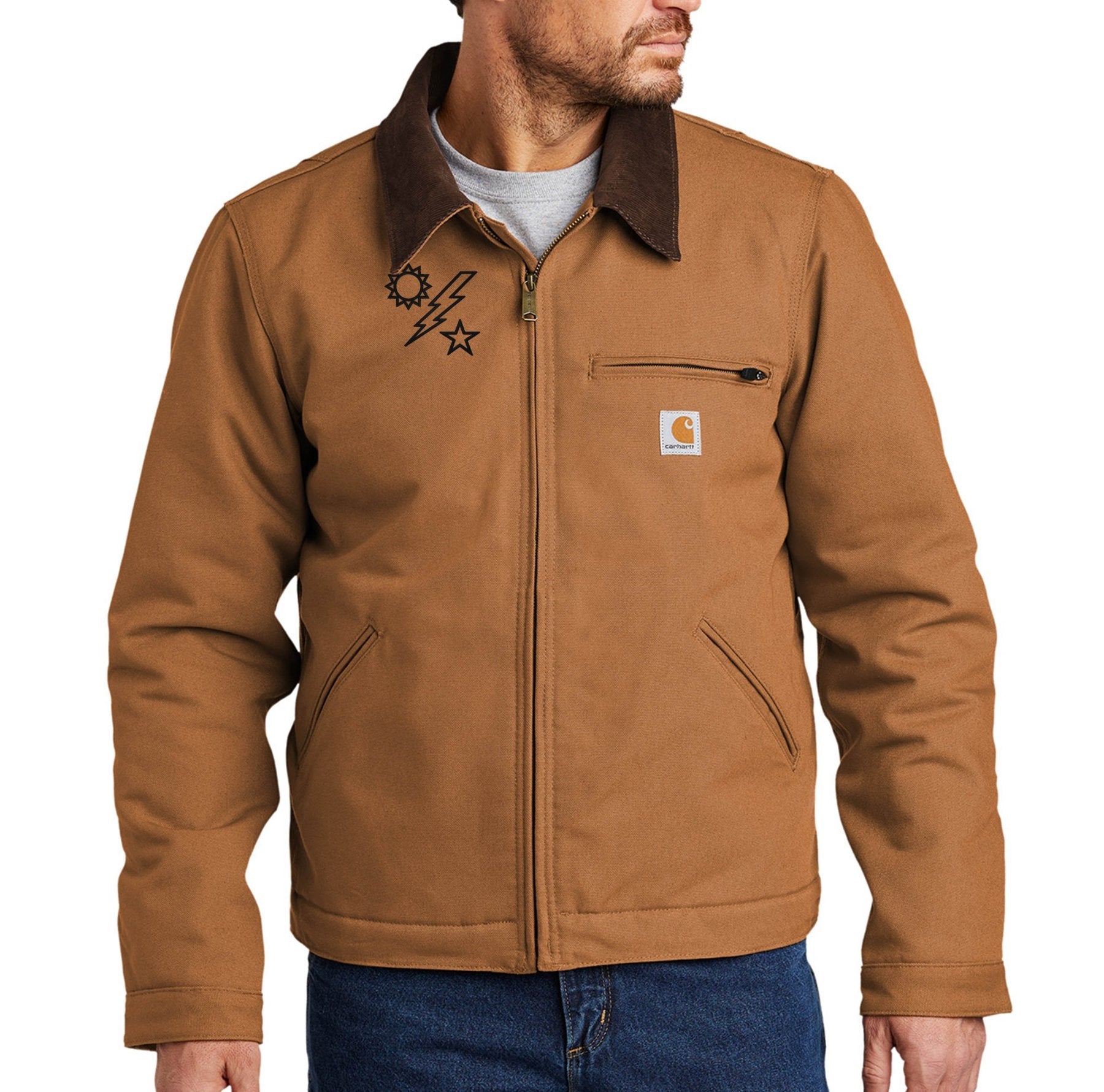 75th Star Sun Bolt Embroidered Carhartt® Duck Detroit Jacket - Small - No Discount