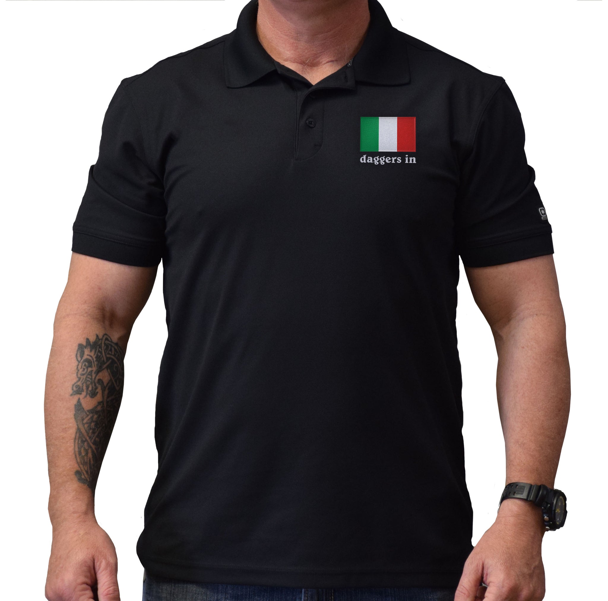 "Daggers In" Italian Flag Embroidered Polo