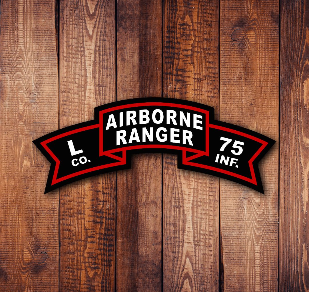 Airborne Ranger Old Scroll Sticker - 4" x 1.6" - Sticker