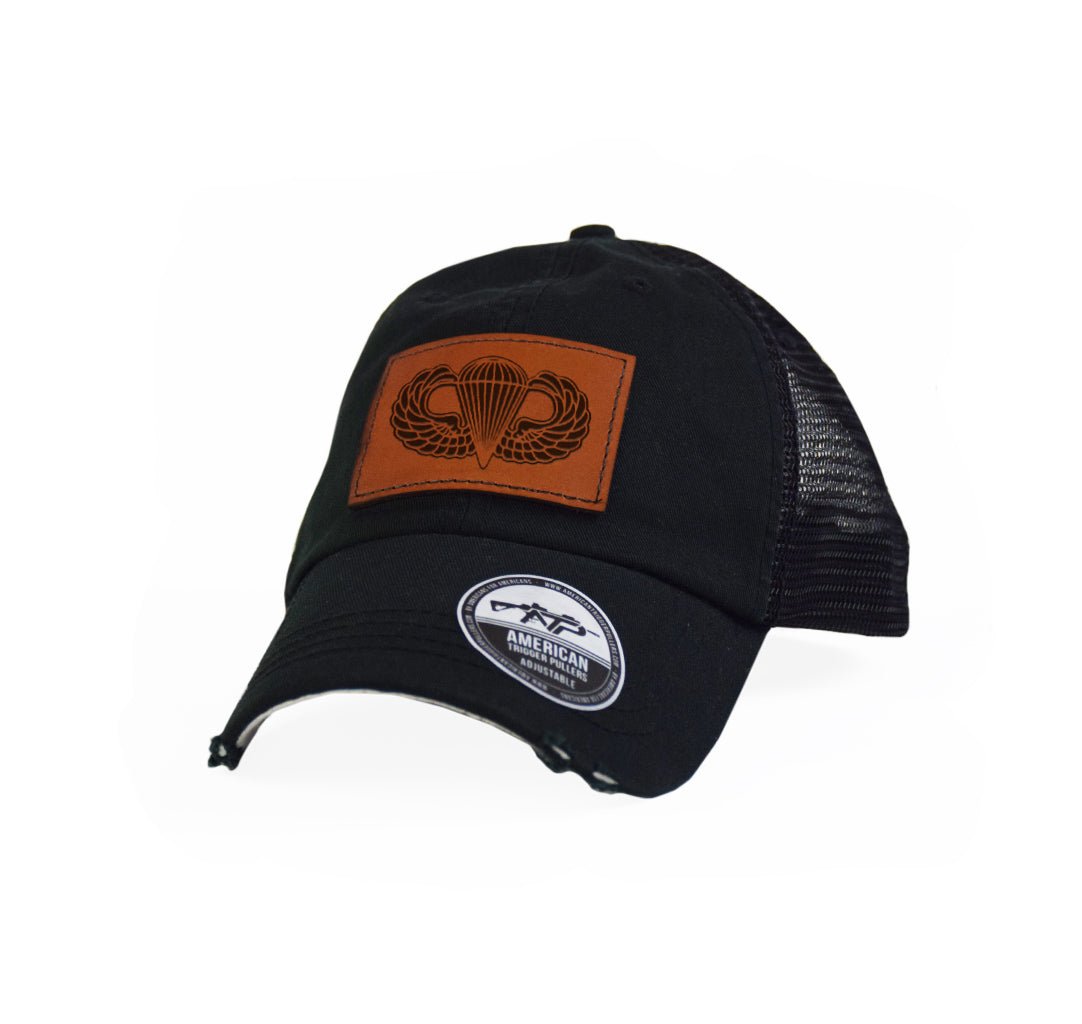 Airborne Wings Leather Dad Cap - Hook and Loop - Headwear