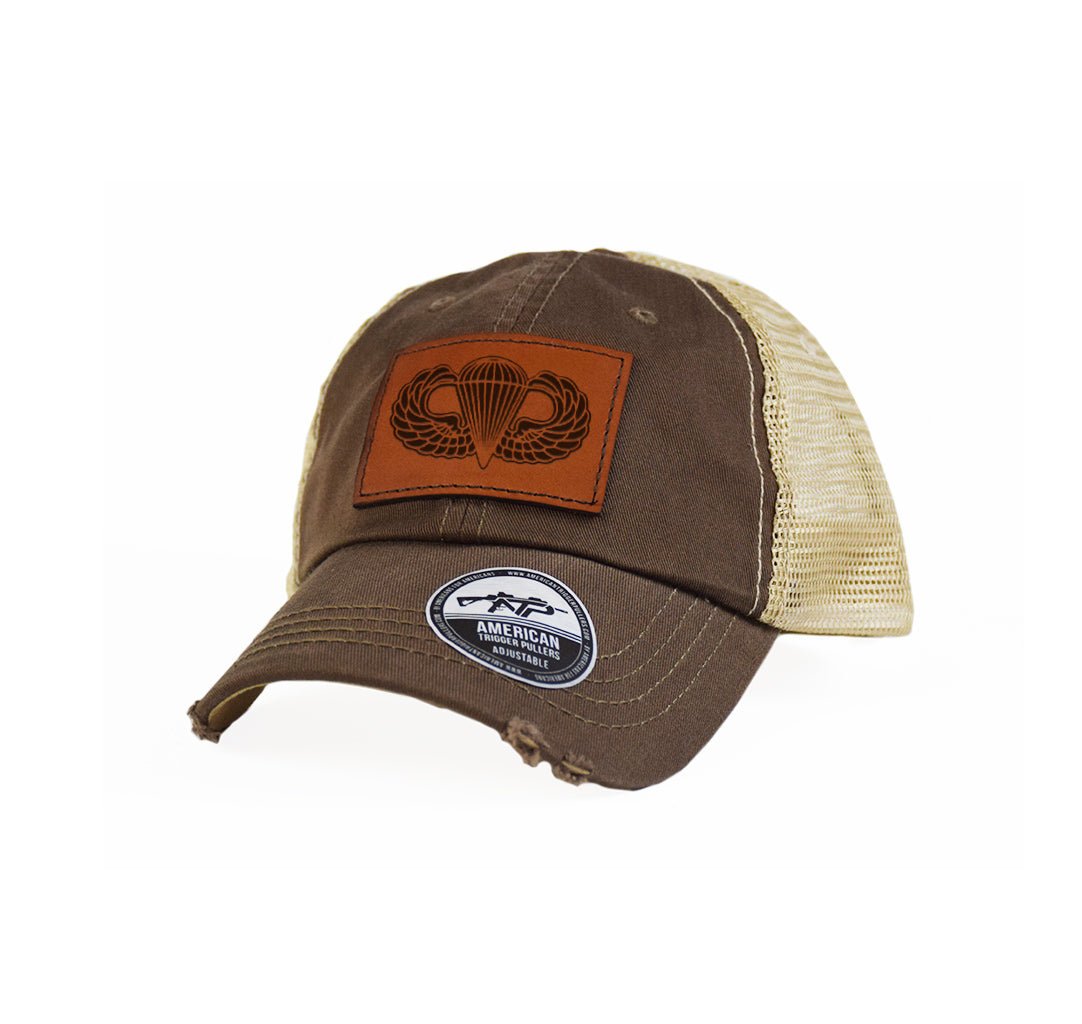 Airborne Wings Leather Dad Cap - Hook and Loop - Headwear