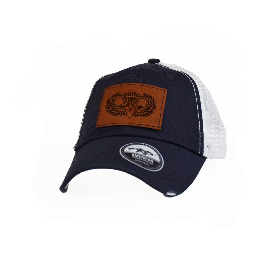 Airborne Wings Leather Dad Cap - Hook and Loop - Headwear