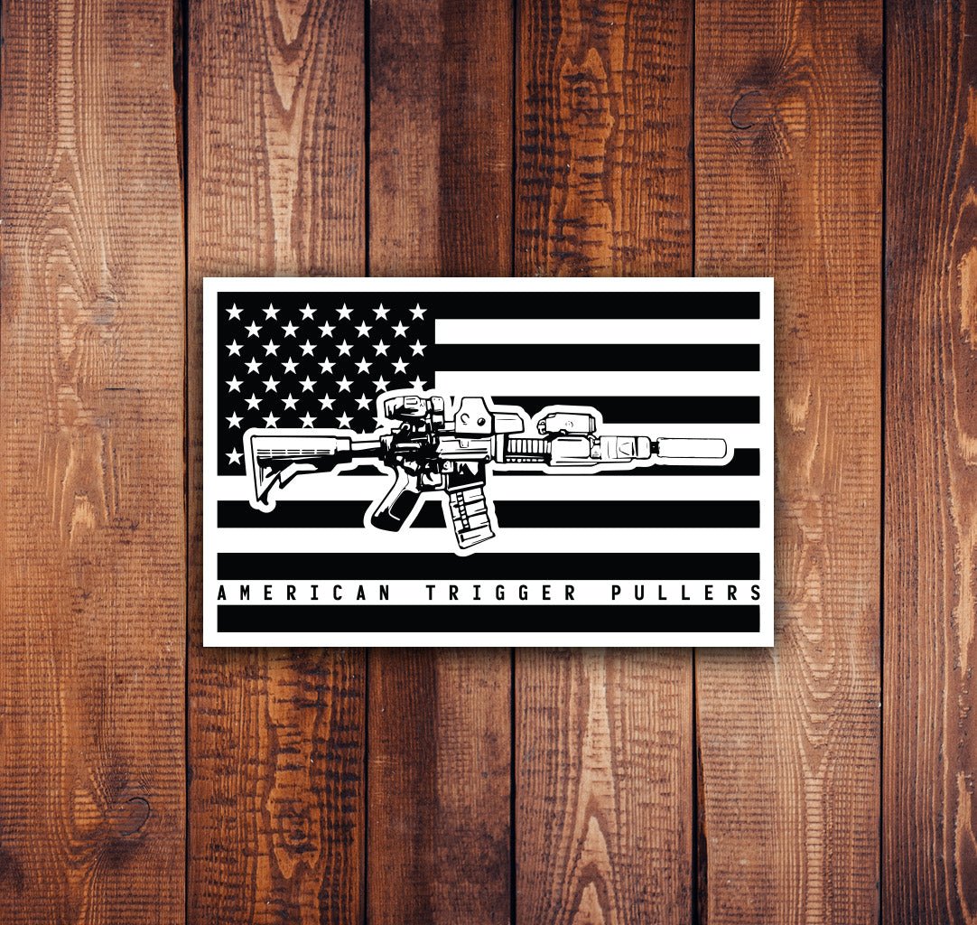 ATP Black Flag Rifle Flag Sticker - 4" - Sticker