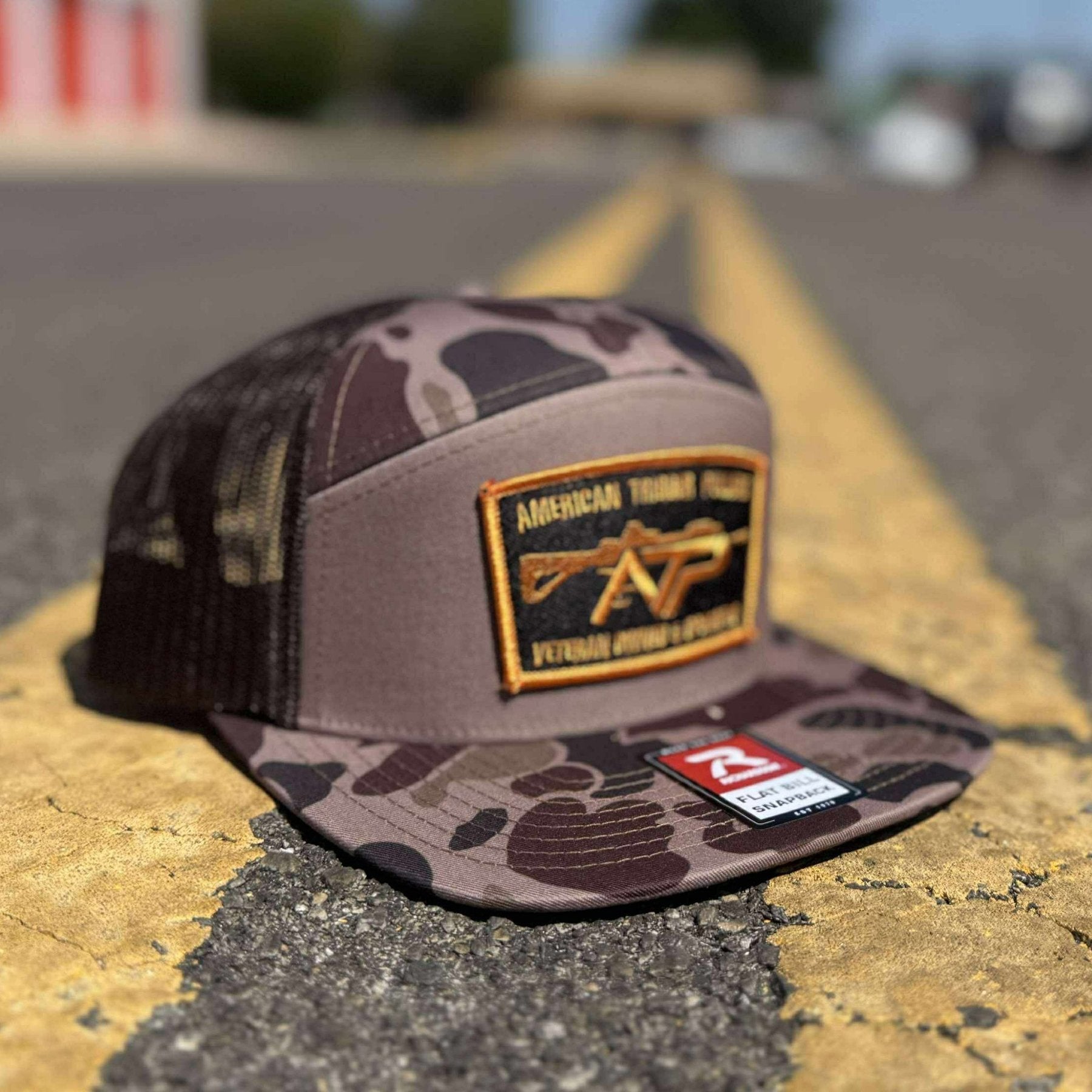 ATP Patch 7 - Panel Camo Snapbacks - Bark Duck Camo/Brown Mesh - Blk/Gld Patch - Headwear