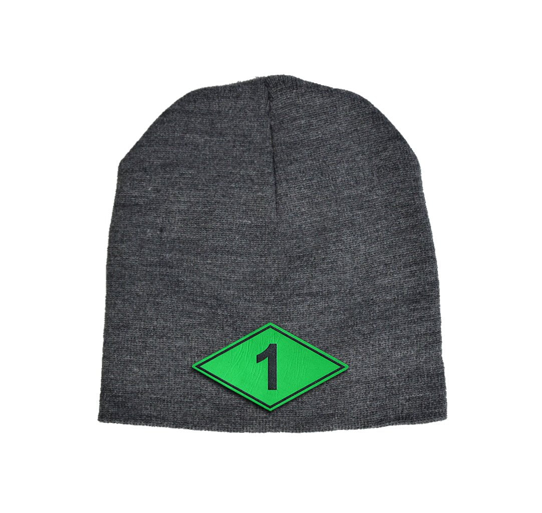 Battalion Diamond Green Leather Beanie - 1st Batt - Headwear