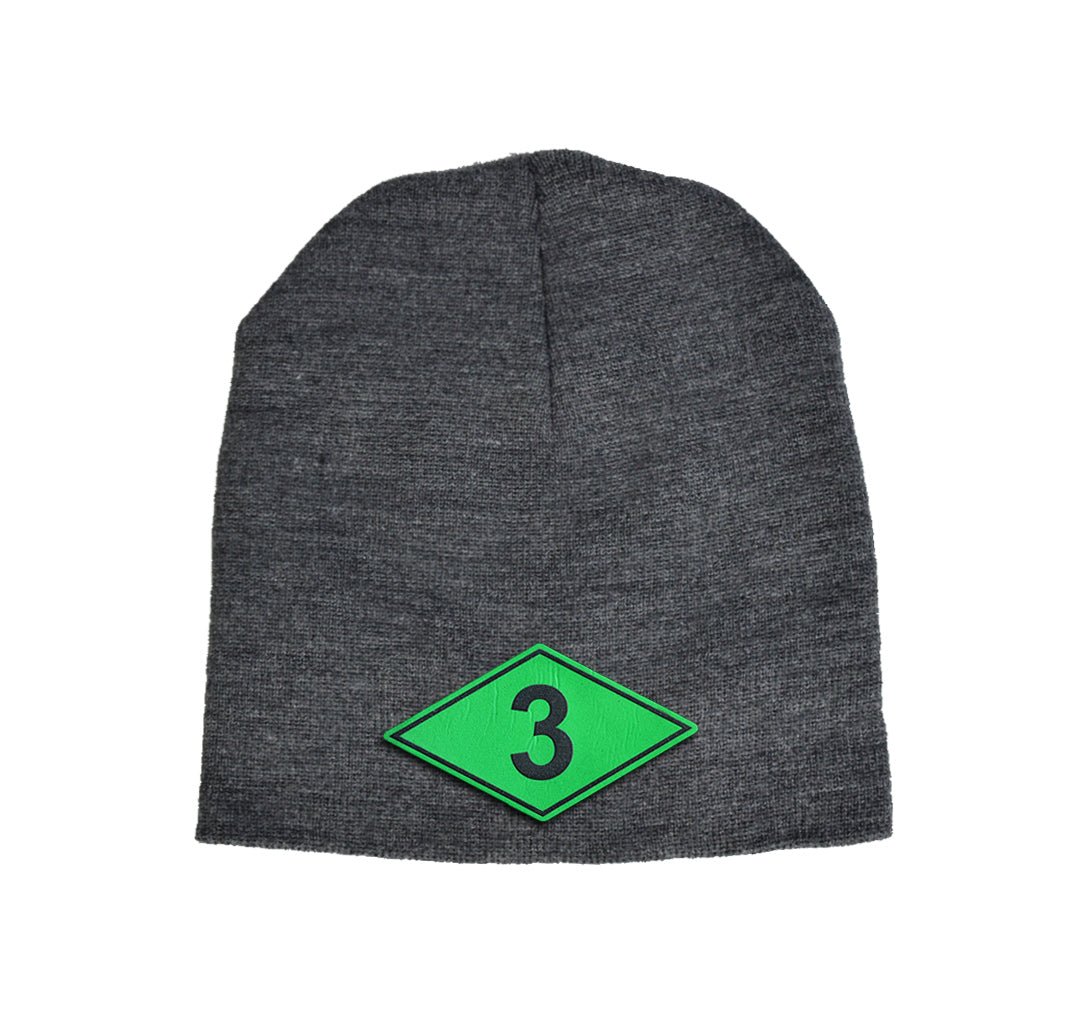 Battalion Diamond Green Leather Beanie - 3D Batt - Headwear