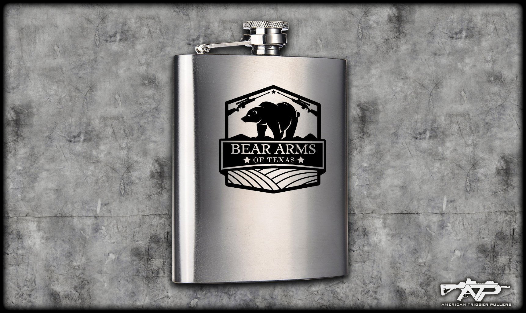 Bear Arms Logo Flask - 8oz Stainless Steel - Flasks