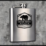 Bear Arms Logo Flask - 8oz Stainless Steel - Flasks