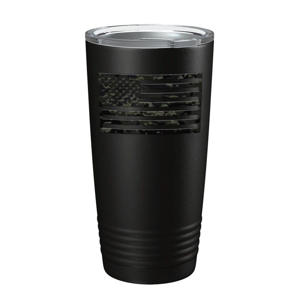 Black Multicam US Flag Tumbler - 20oz - Tumbler