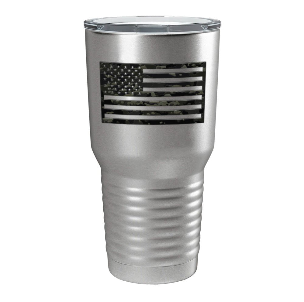 Black Multicam US Flag Tumbler - 30oz - Tumbler