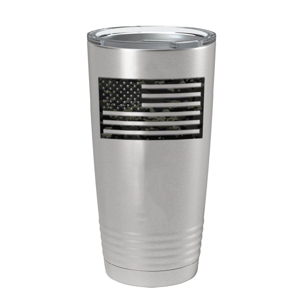 Black Multicam US Flag Tumbler - 20oz - Tumbler