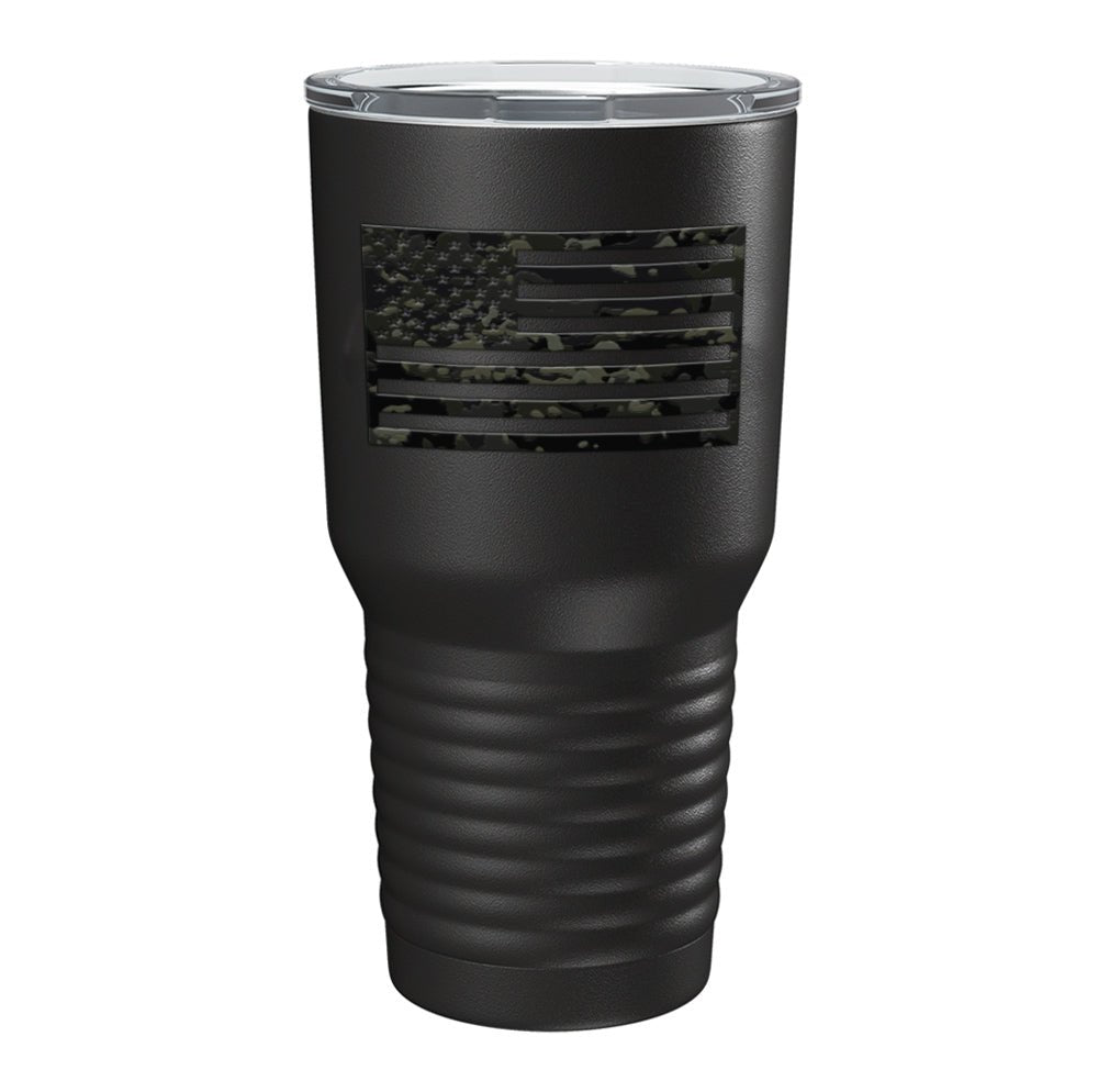 Black Multicam US Flag Tumbler - 30oz - Tumbler