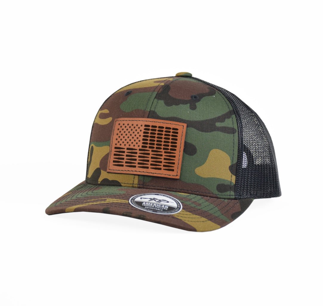 Bullet Flag Leather Snap - Back - Adjustable - Headwear