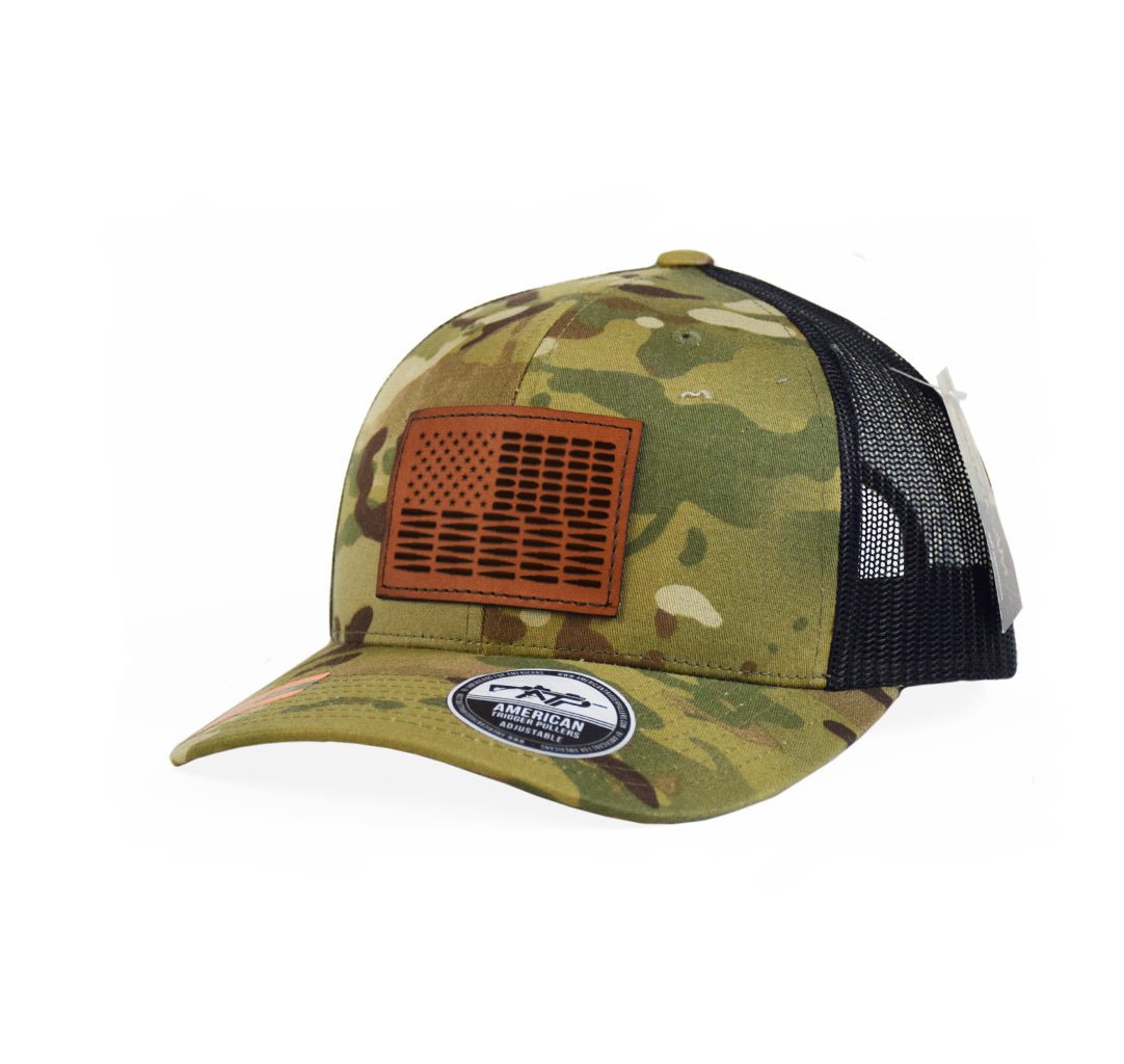 Bullet Flag Leather Snap - Back - Adjustable - Headwear