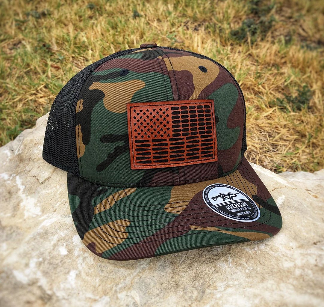 Bullet Flag Leather Snap - Back - Adjustable - Headwear