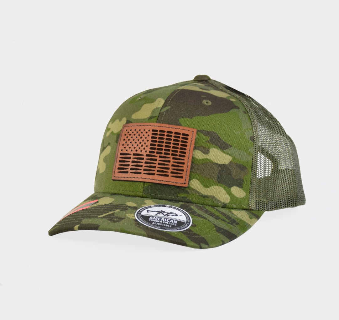 Bullet Flag Leather Snap - Back - Adjustable - Headwear