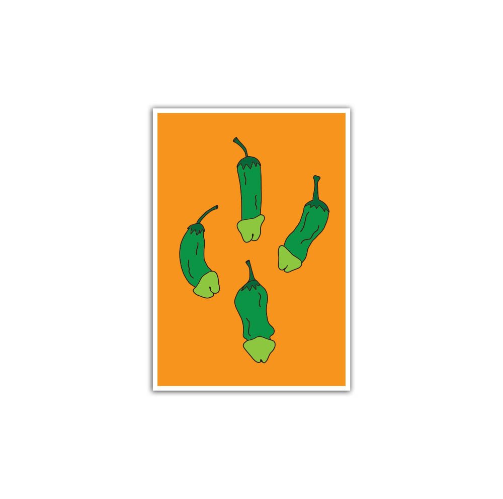 Chilli D*cks Orange - Green Sticker - 4" - Sticker