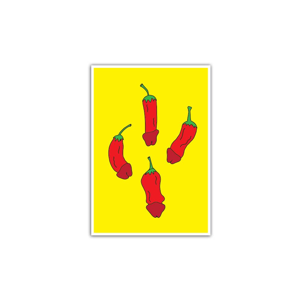 Chilli D*cks Yellow - Red Sticker - 4" - Sticker